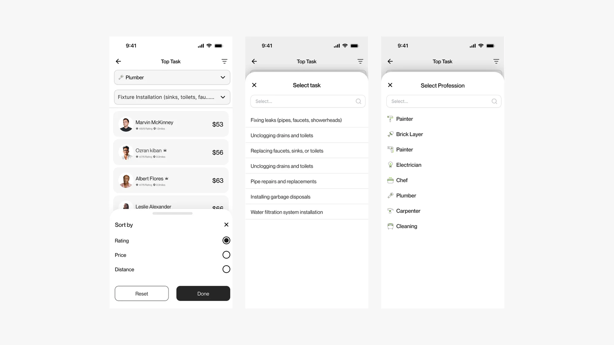 Eazee Search and Results Screen Flow